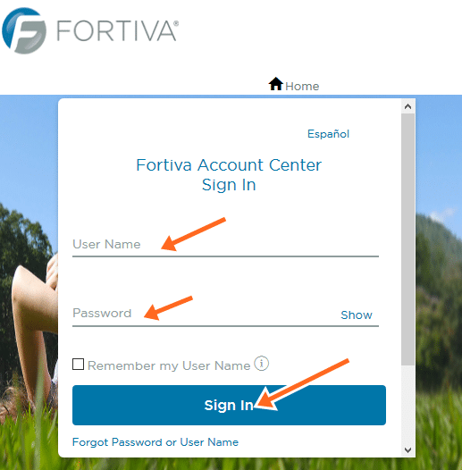 Fortiva Credit Card Login page